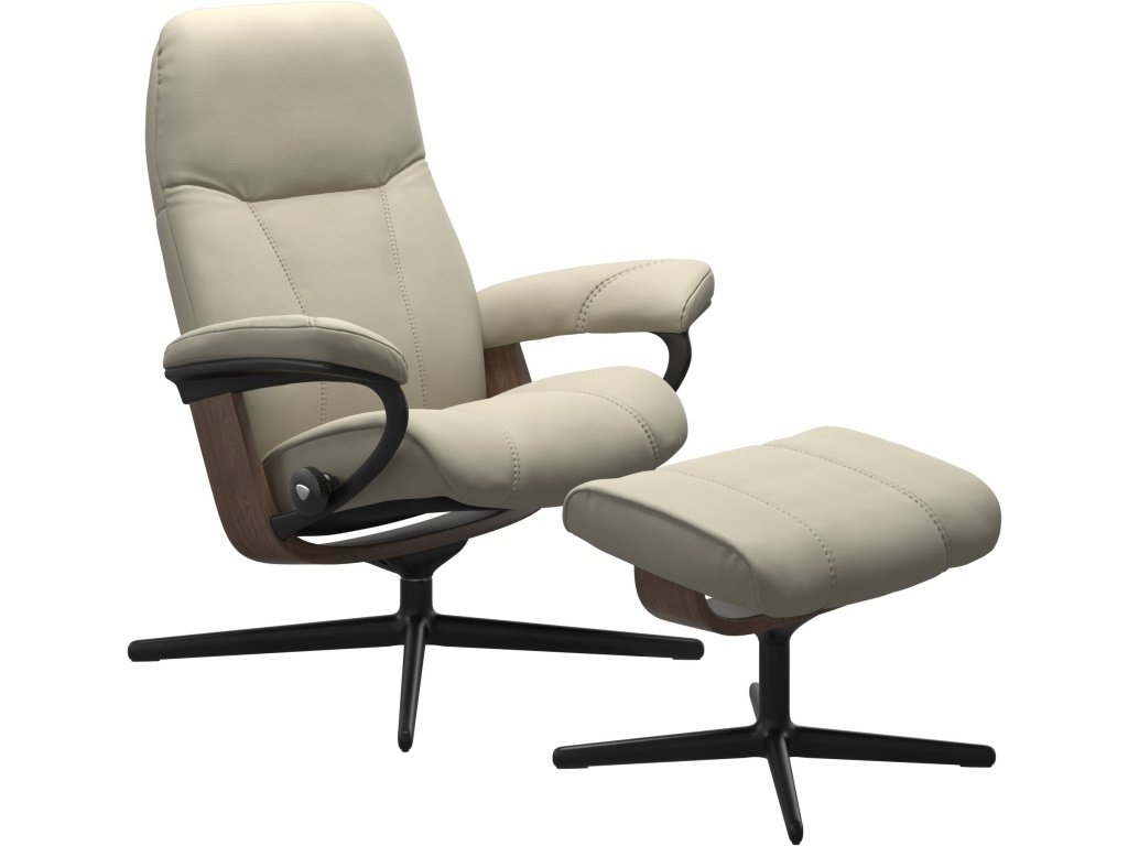 Stressless® Consul (M) Cross Base Recliner with Ottoman