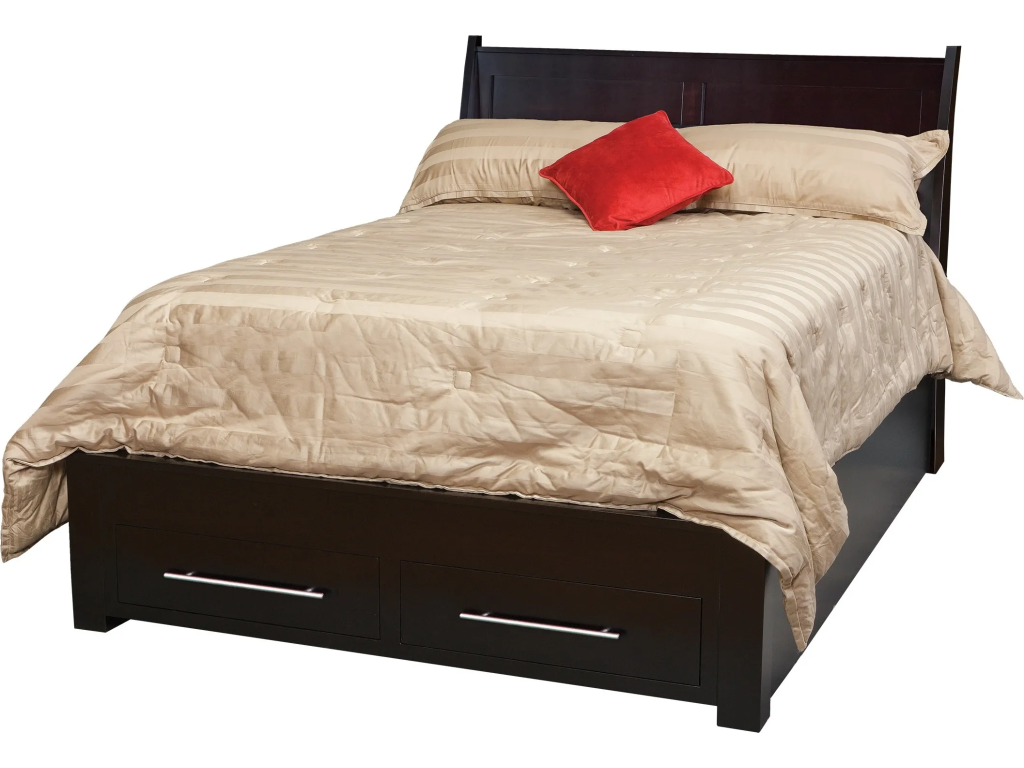 Metropolitan Queen Pedestal Bed w/2 Drawers in Footboard