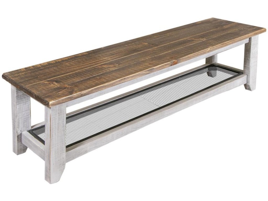 Iron Shelf Solid Wood Bench