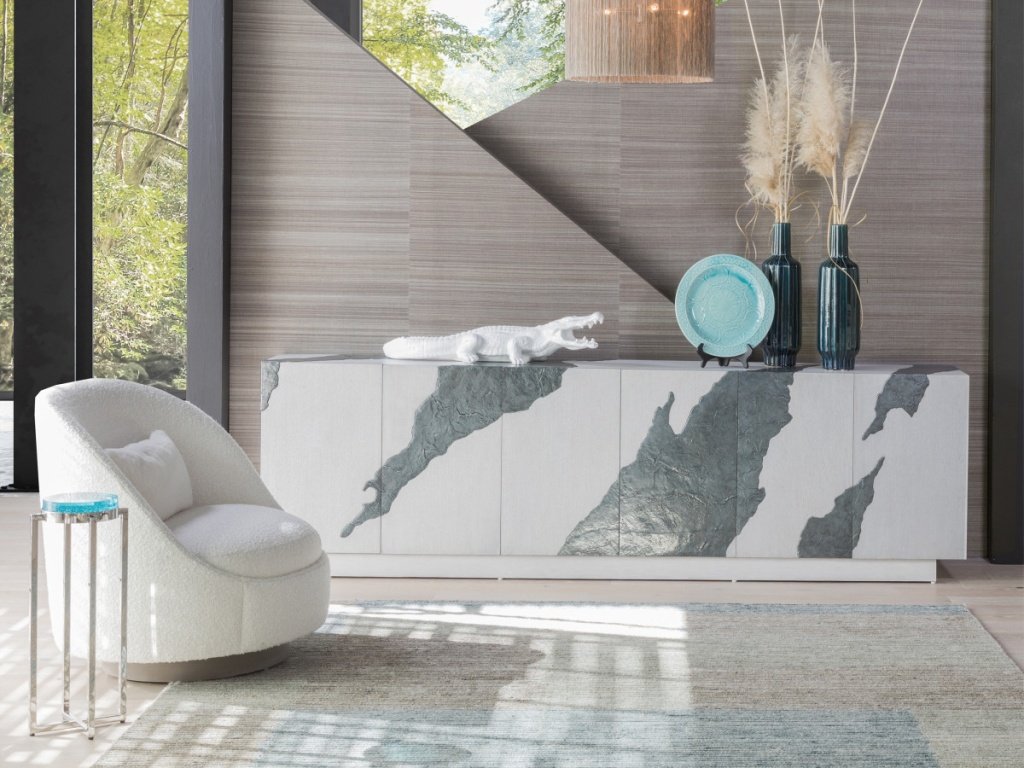 Contago White Long Media Console - Alternative View