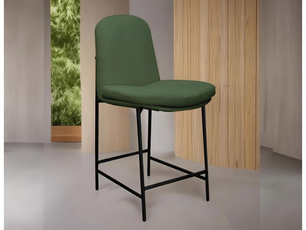Wooden Frame & Metal Base, 24" Upholstered Barstool - Alternative View