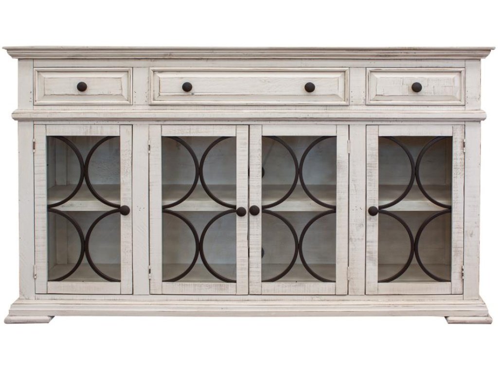 4 Glass Doors 3 Drawers Console