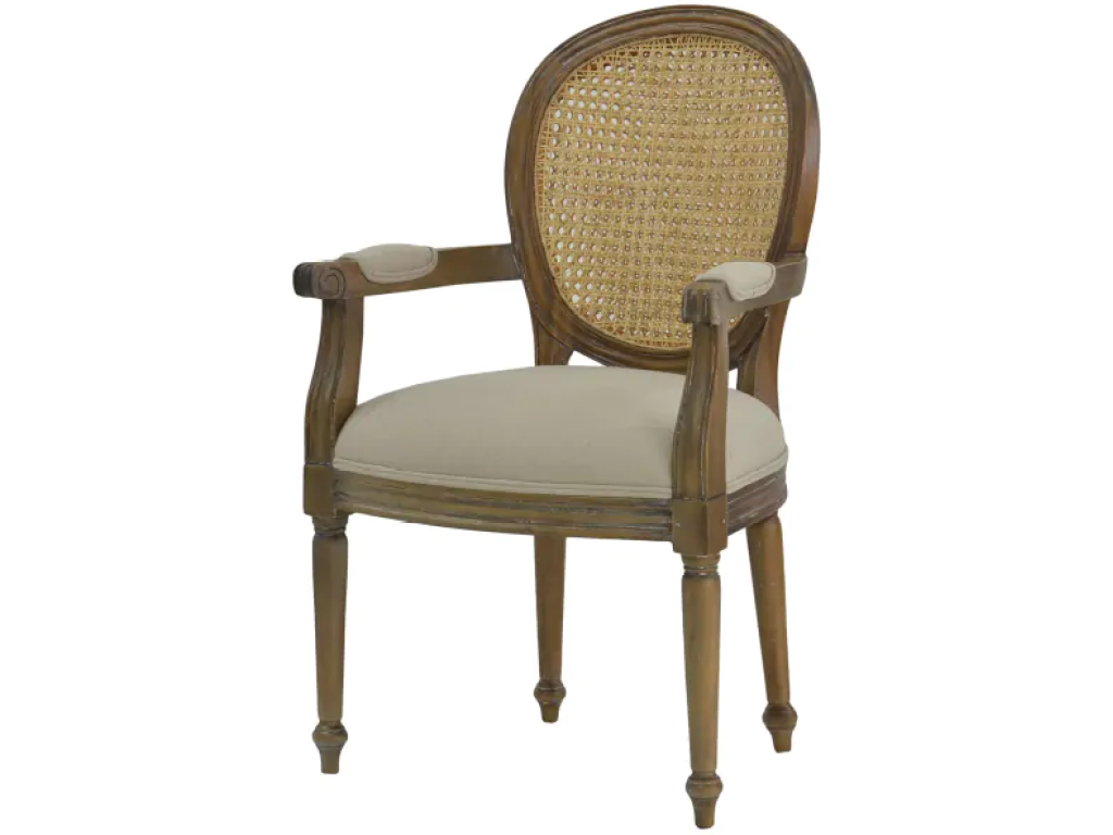 Tulip Rattan Back Dining Arm Chair w/o Fluted Leg