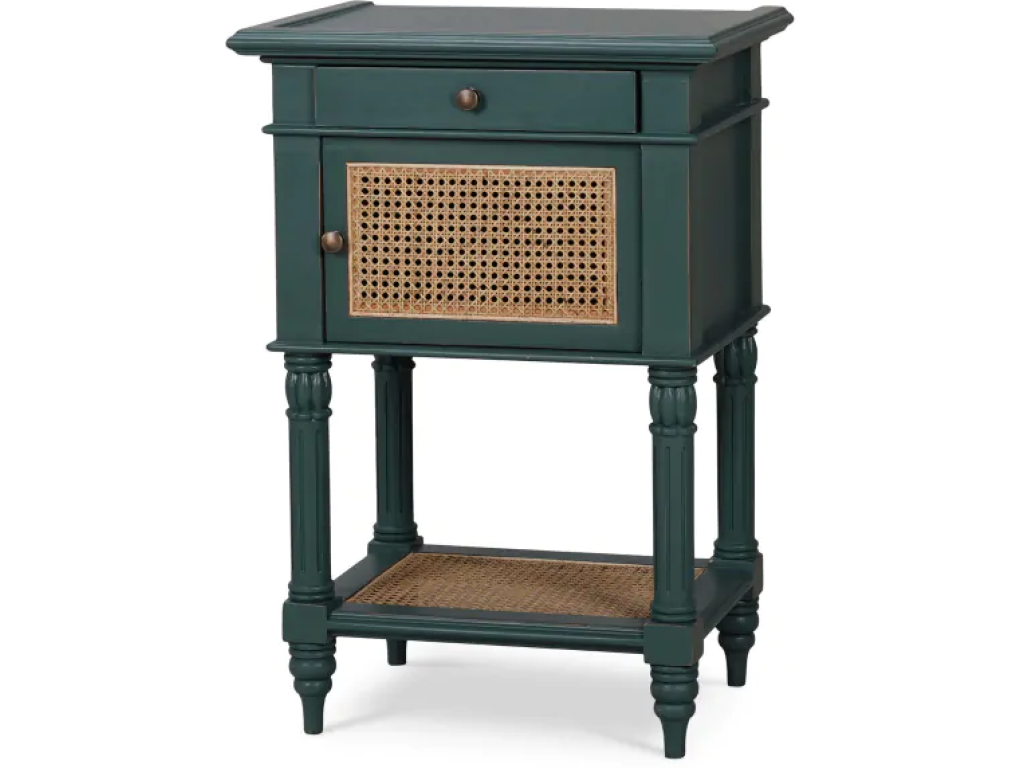 Montego Square End Table w/ Drawer & Rattan Door