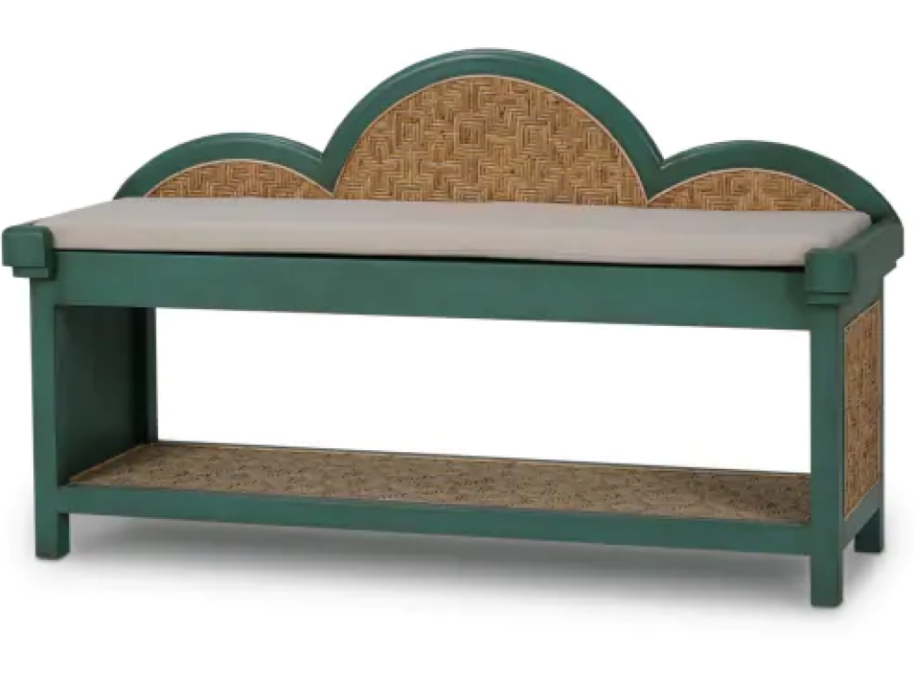 Chloe Bench w/ Rattan & Seat Cushion