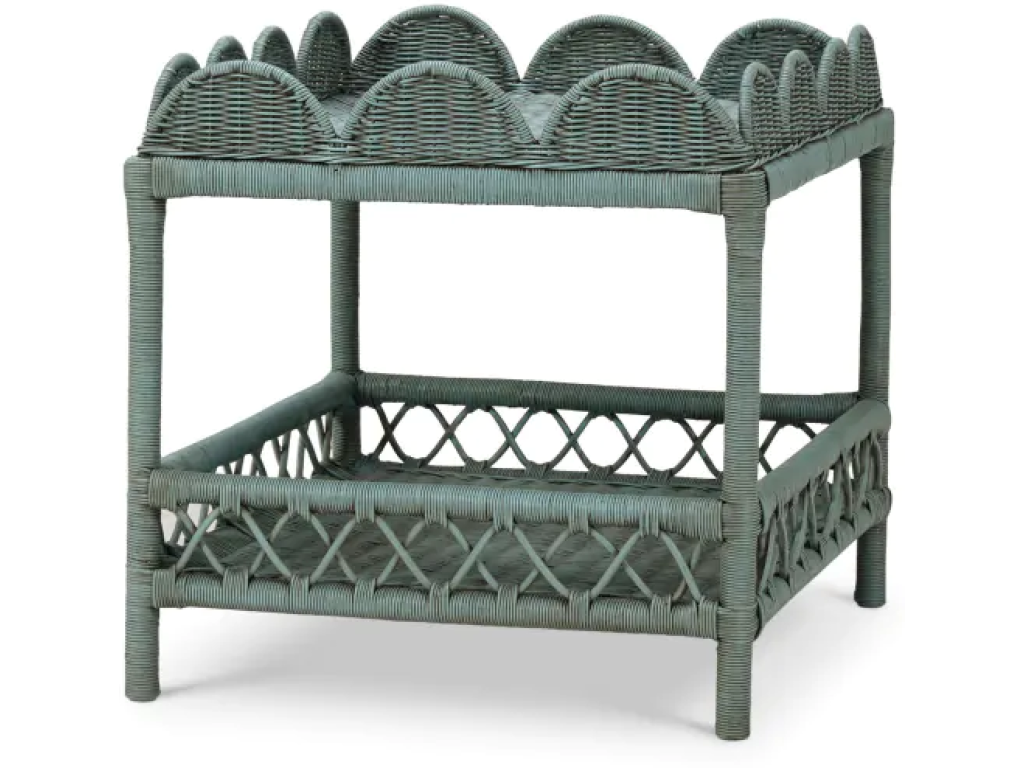 Scalloped Rattan Side Table