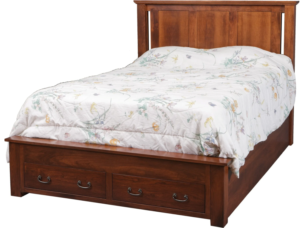 Elegance Queen Pedestal Bed w/ Two Footboard Drawers