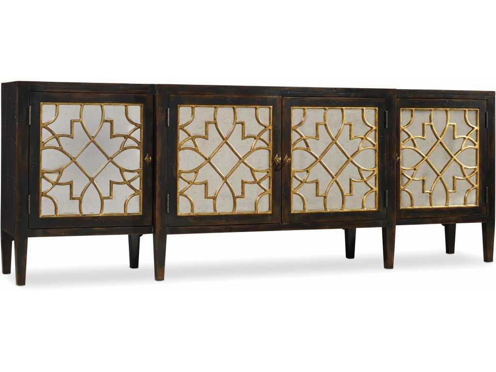Sanctuary Four Door Mirrored Console- Ebony