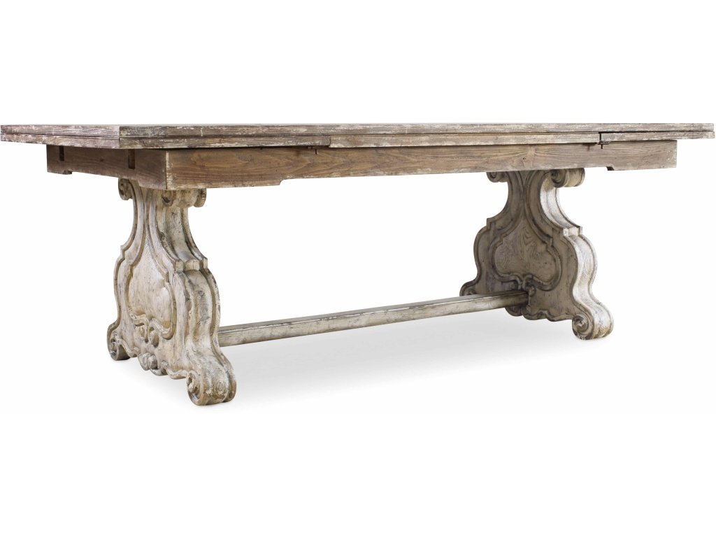 Chatelet Refectory Rectangle Trestle Dining Table with Two 22'' Leaves