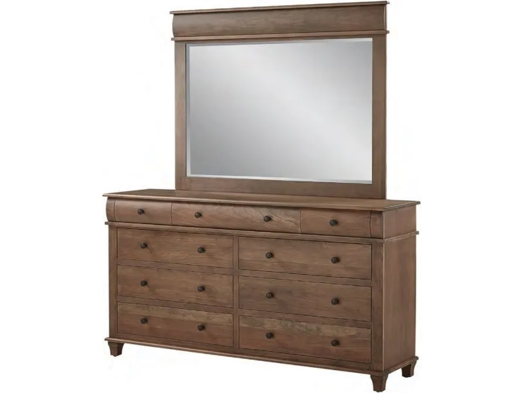 Highland 9 Drawer Double Dresser w/Tall Wide Mirror