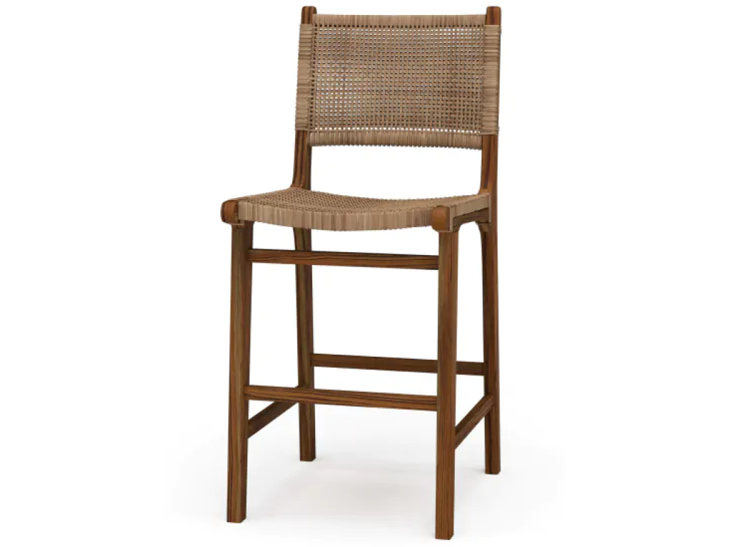 Logan Counter Stool w/ Rattan - Teak
