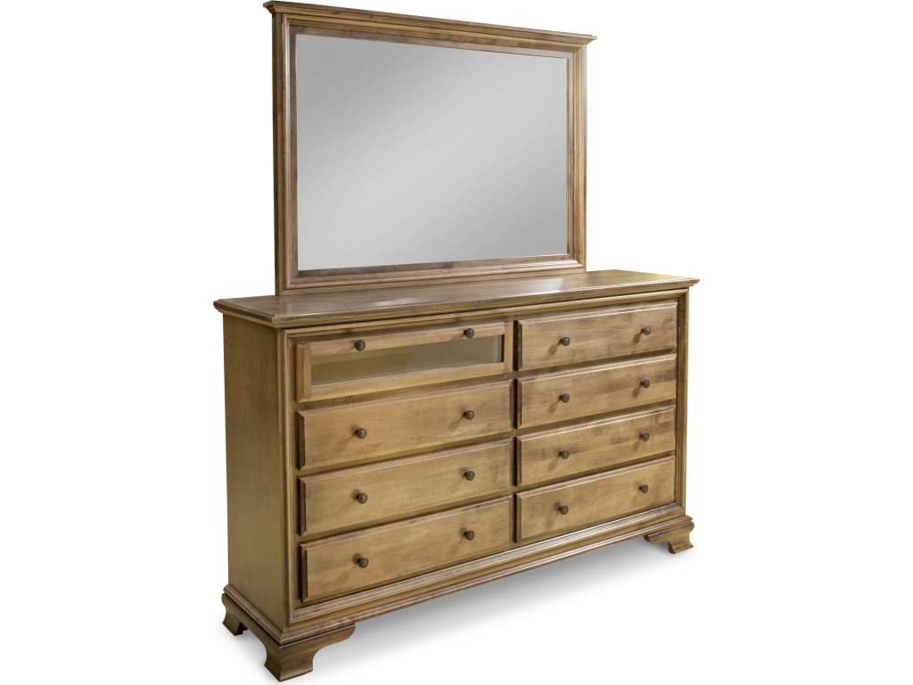 Classic 8-Drawer Double Dresser w/ Tall Wide Mirror & Media Drawer