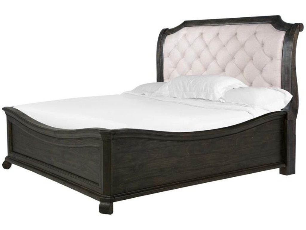Complete Queen Sleigh Bed with Shaped Footboard - Alternative View