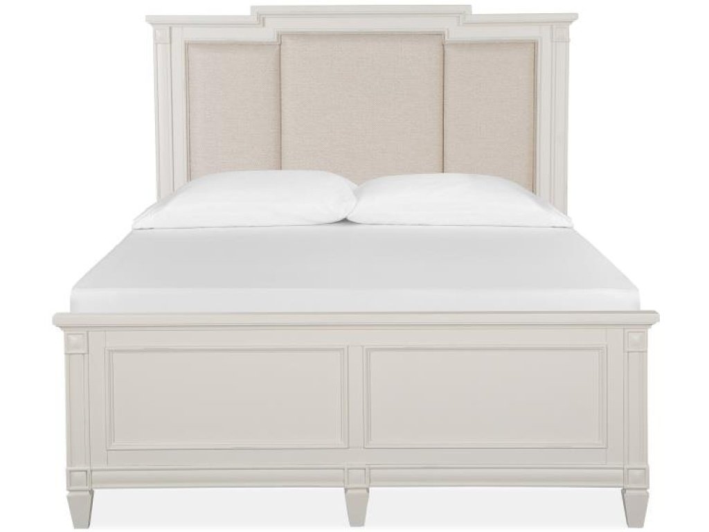 Complete Queen Panel Bed with Upholstered Headboard