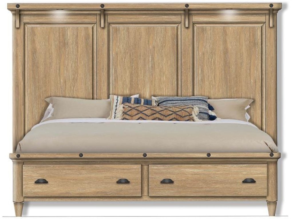 Complete Queen Lighted Panel Storage Bed