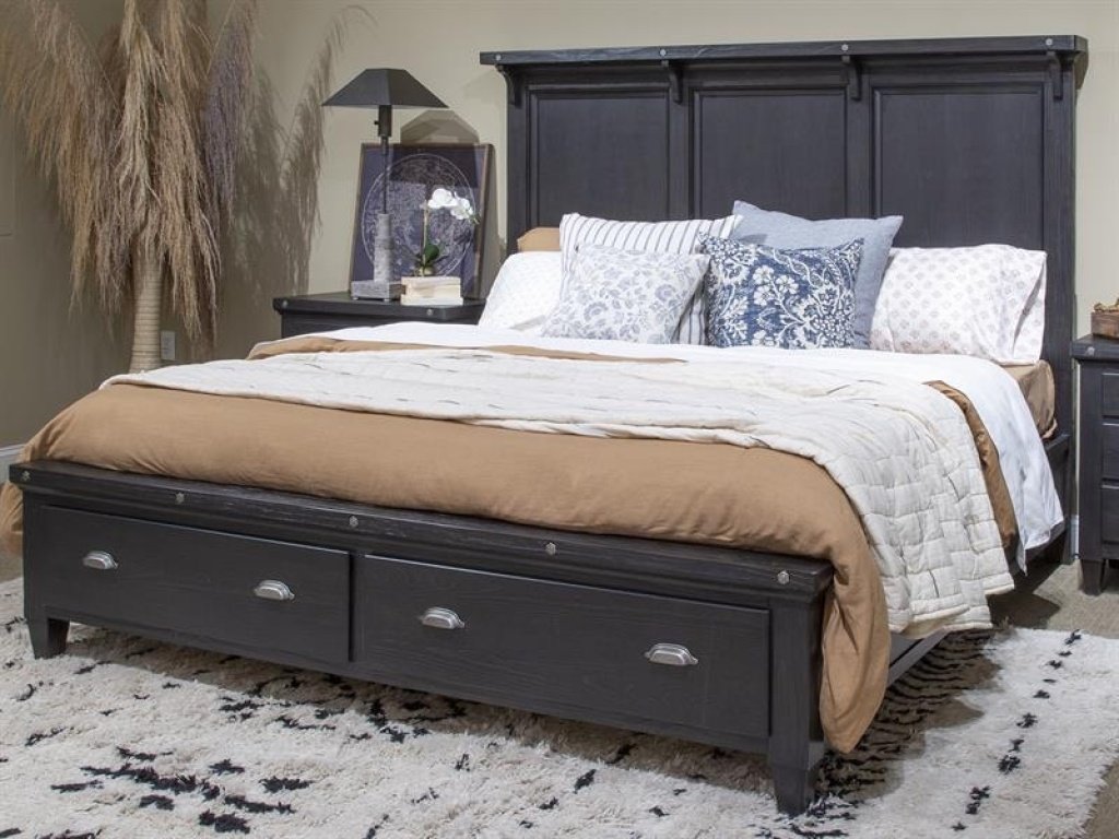 Complete Queen Lighted Panel Storage Bed