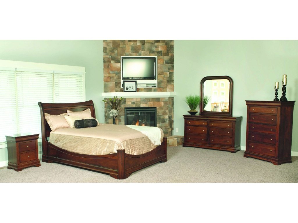 Sleigh Bed With High Headboard
