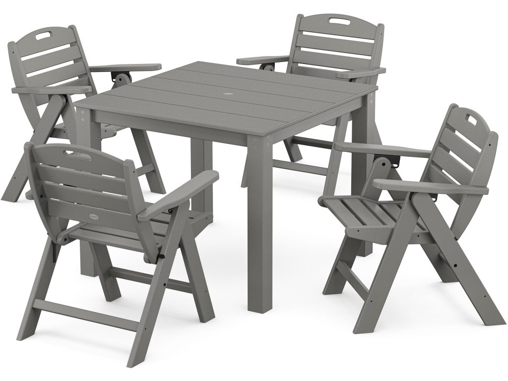 Nautical Folding Lowback Chair 5-Piece Parsons Dining Set