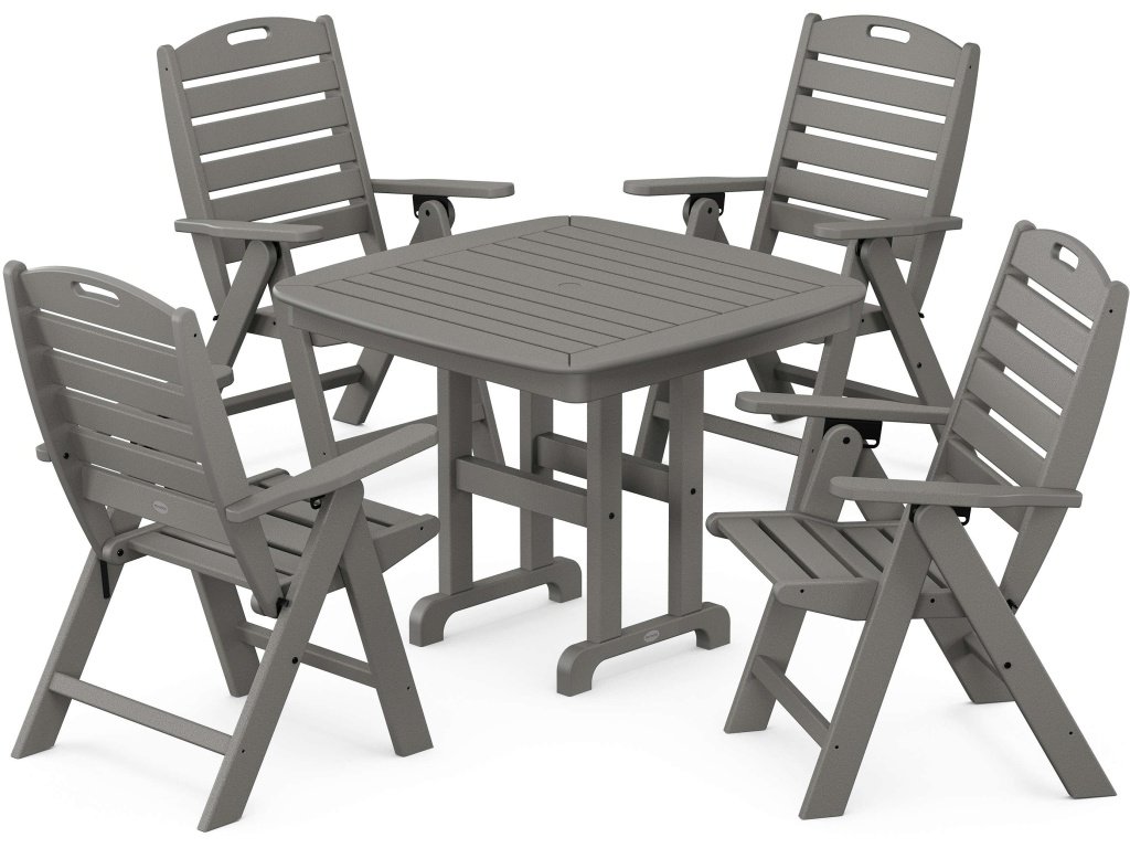 Nautical Folding Highback Chair 5-Piece Dining Set