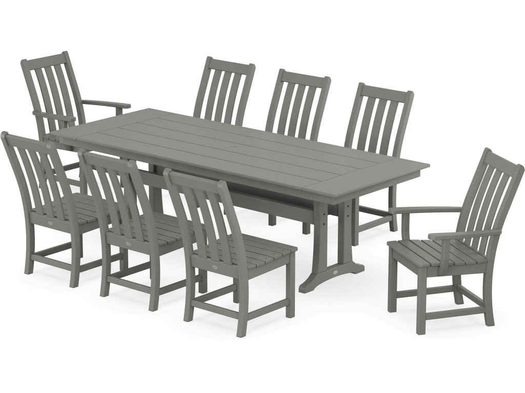 Vineyard 9-Piece Farmhouse Dining Set With Trestle Legs