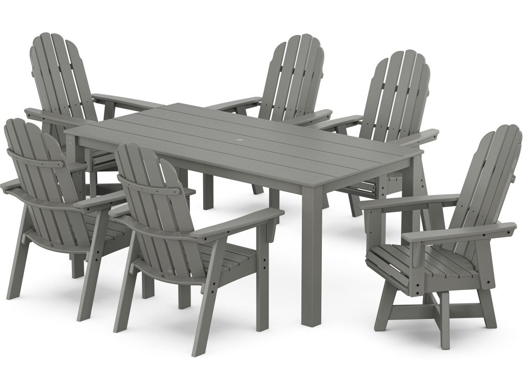 Vineyard Curveback Adirondack 7-Piece Parsons Swivel Dining Set
