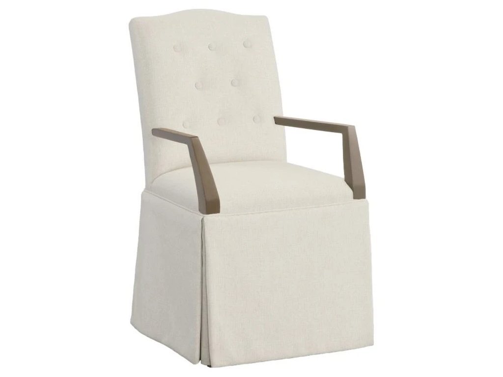 Camel Button Back Skirted Arm Chair 