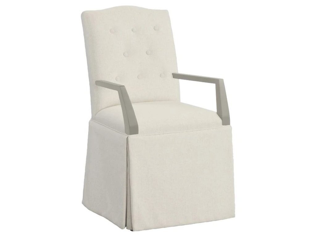 Camel Button Back Skirted Arm Chair 