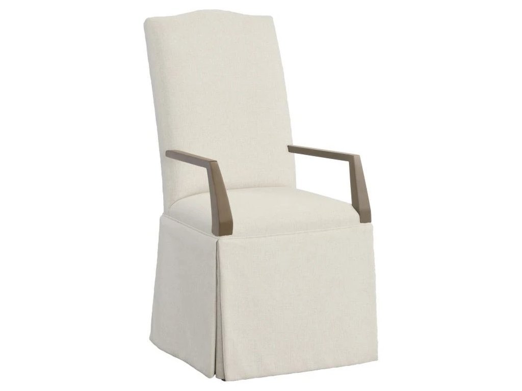 Camel Tall Back Skirted Arm Chair 