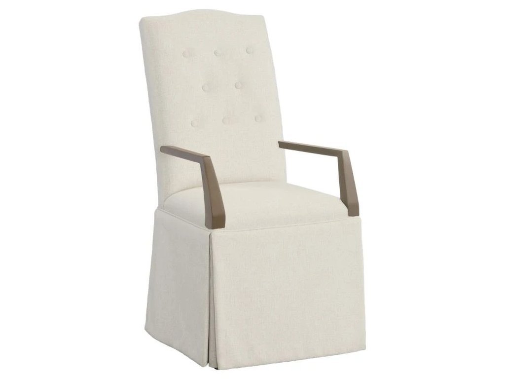 Camel Tall Button Back Skirted Arm Chair 