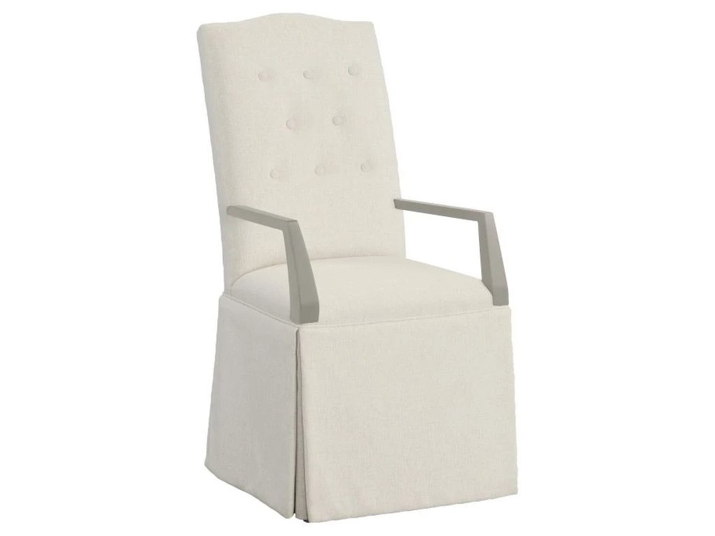 Camel Tall Button Back Skirted Arm Chair 