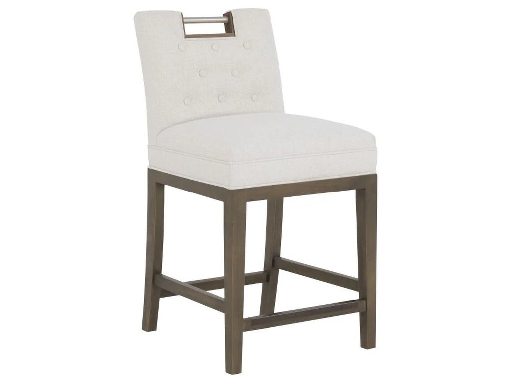 Nickel Metal Pull Short Button Back Counter Stool 