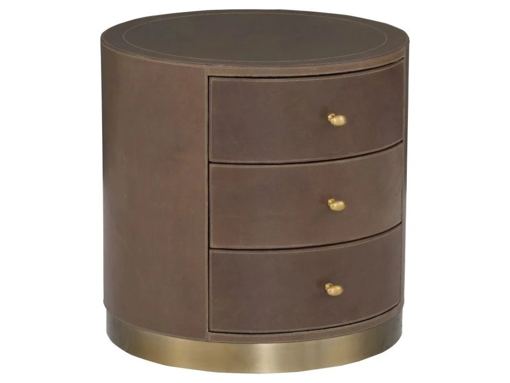 Three Drawer Round End Table 