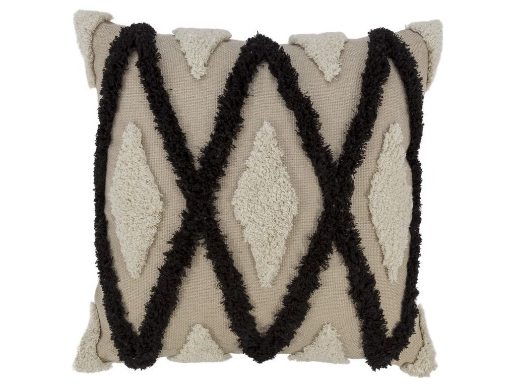 Zara Black Textured Embroidered Throw Pillow 
