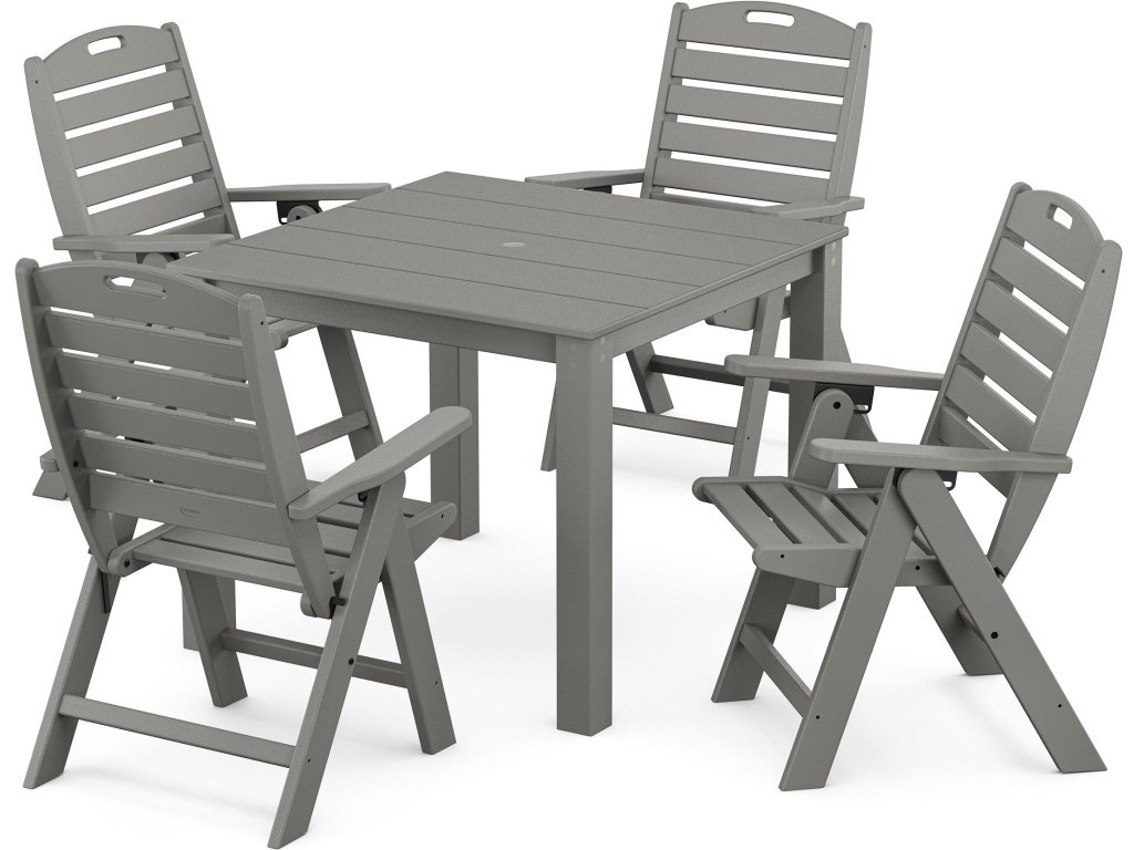 Nautical Folding Highback Chair 5-Piece Parsons Dining Set