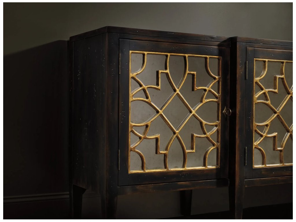Sanctuary Four Door Mirrored Console- Ebony - Alternative View
