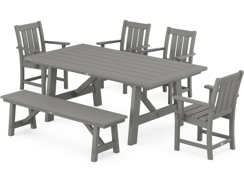 Oxford 6-Piece Rustic Farmhouse Dining Set With Bench