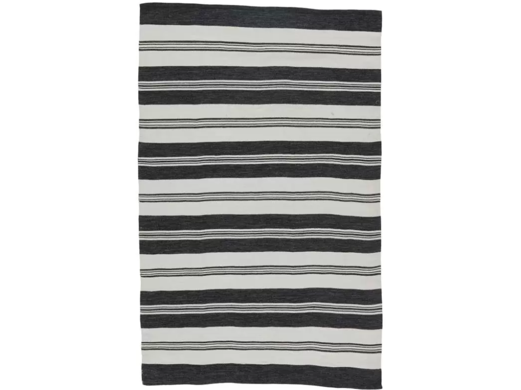 Vintage Stripe Midnight Indoor/Outdoor Rug Black White