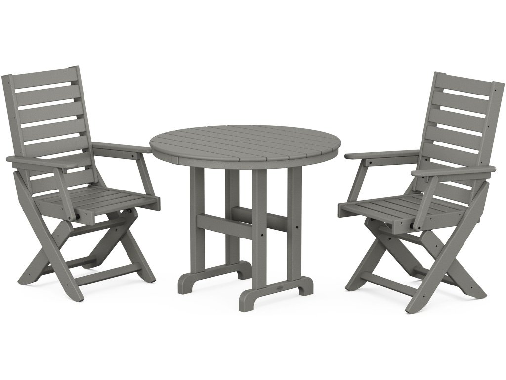 Captain Folding Chair 3-Piece Round Dining Set