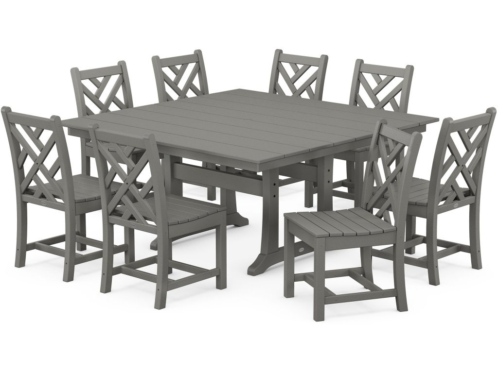 Chippendale 9-Piece Farmhouse Trestle Dining Set