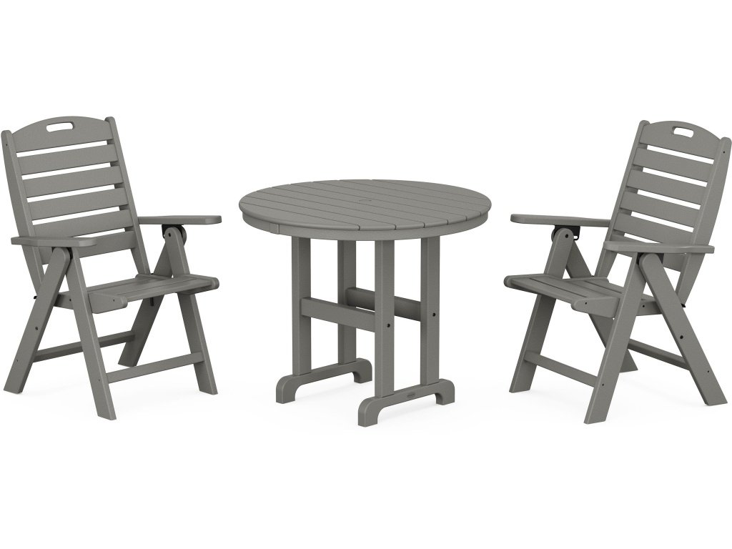 Nautical Folding Highback Chair 3-Piece Round Dining Set