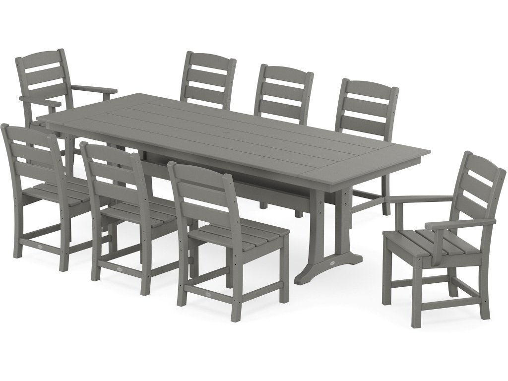 Lakeside 9-Piece Farmhouse Dining Set With Trestle Legs