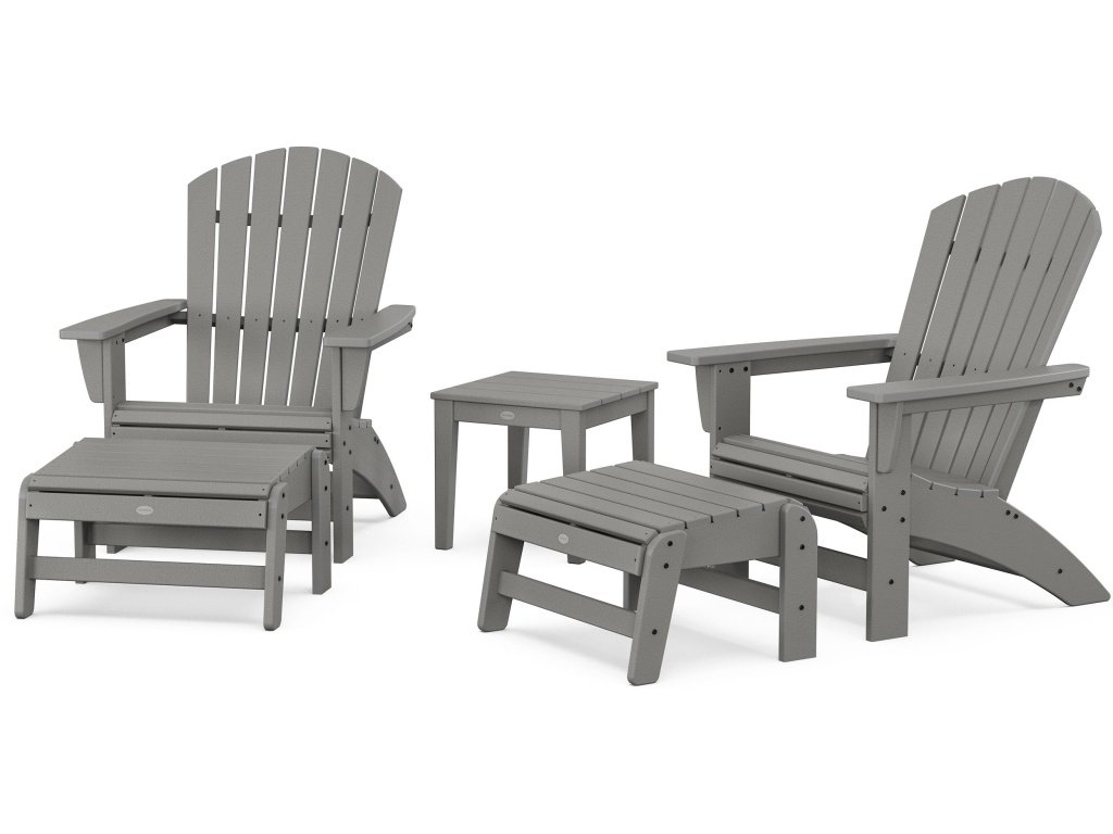 5-Piece Nautical Grand Adirondack Set With Ottomans And Side Table