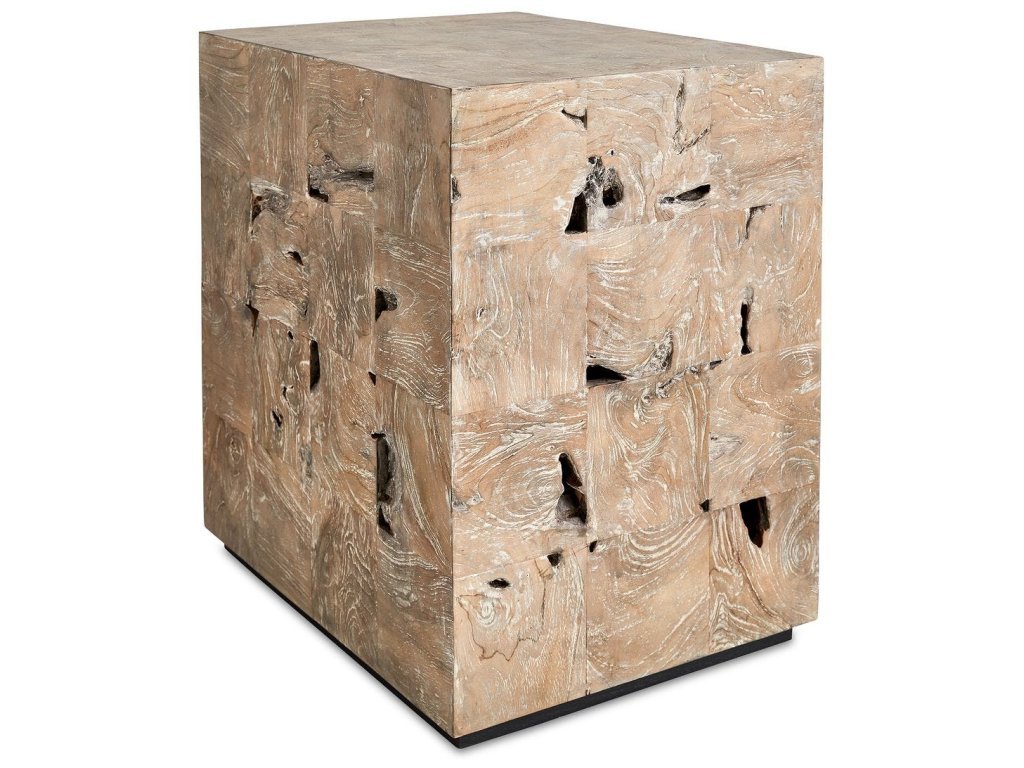 Teak Tac Toe End Table - Light