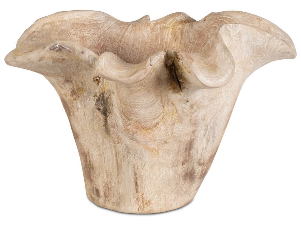 Teak Flow Outdoor Bowl, White Wash