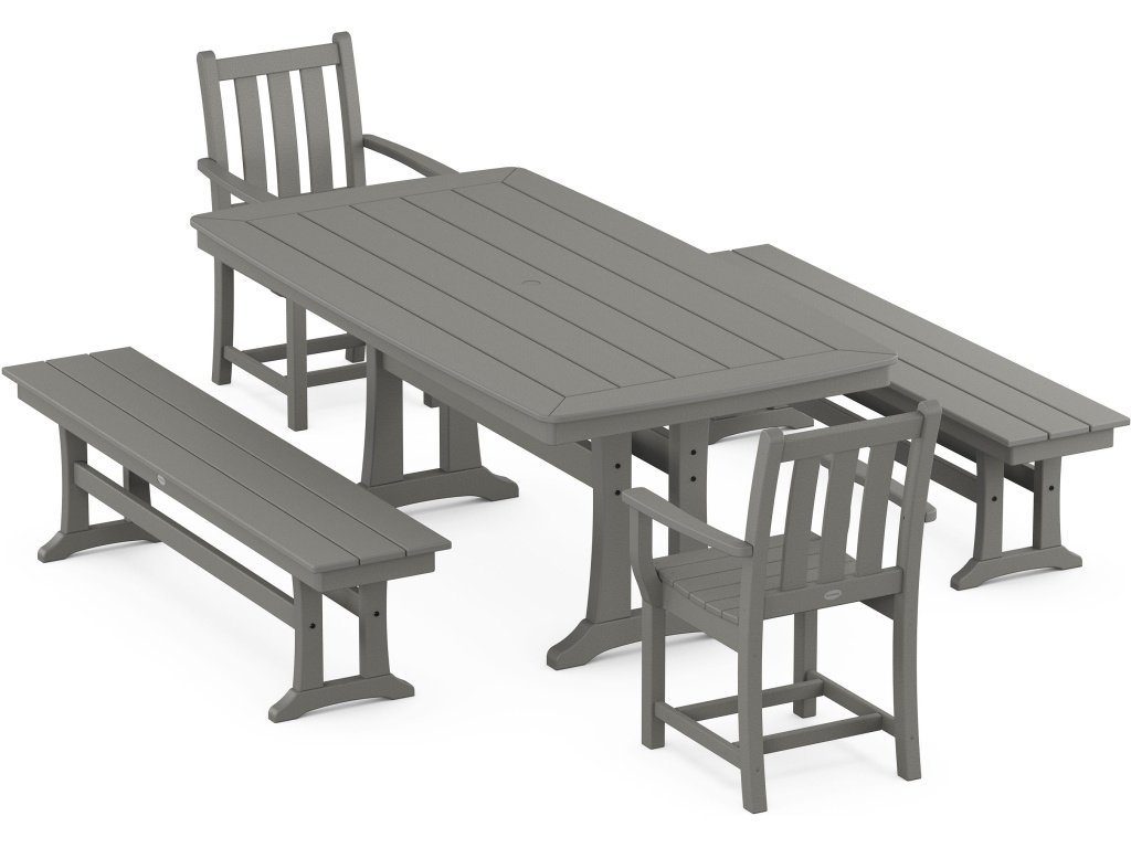 Traditional Garden 5-Piece Dining Set With Trestle Legs