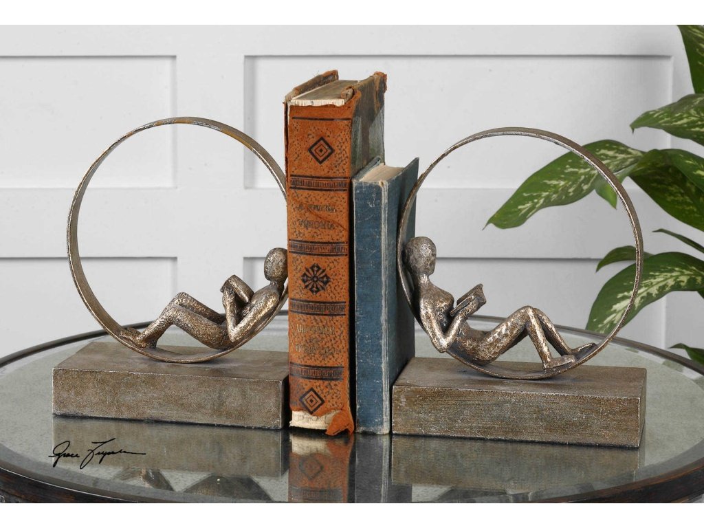 Lounging Reader Bookends, S/2