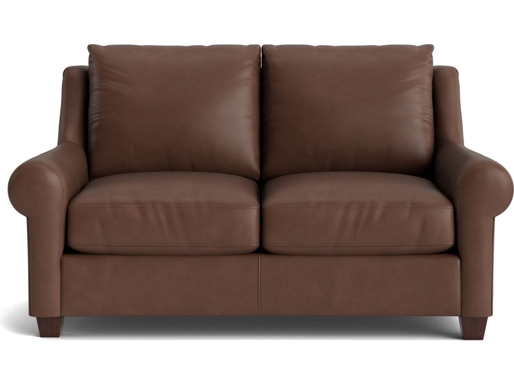 Ellery Leather Roll Arm Loveseat