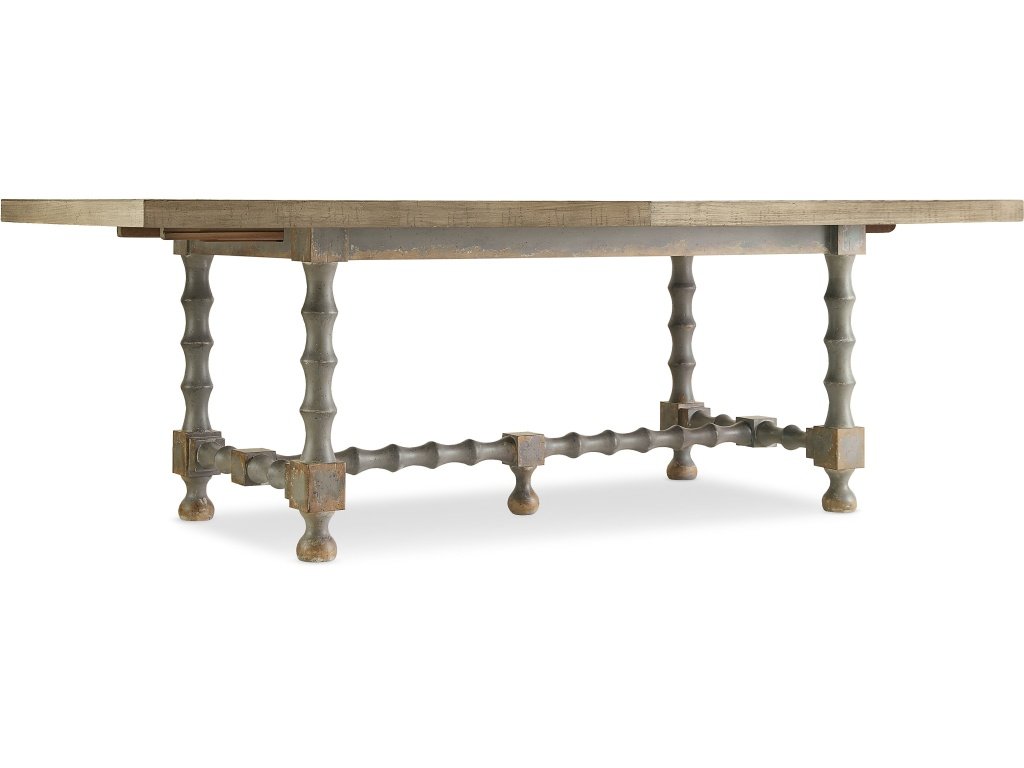 Ciao Bella 84in Trestle Table w/ 2-18in Leaves-Natural/Gray