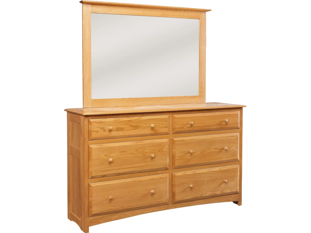 Simplicity 6-Drawer Double Dresser with Tall Wide Mirror