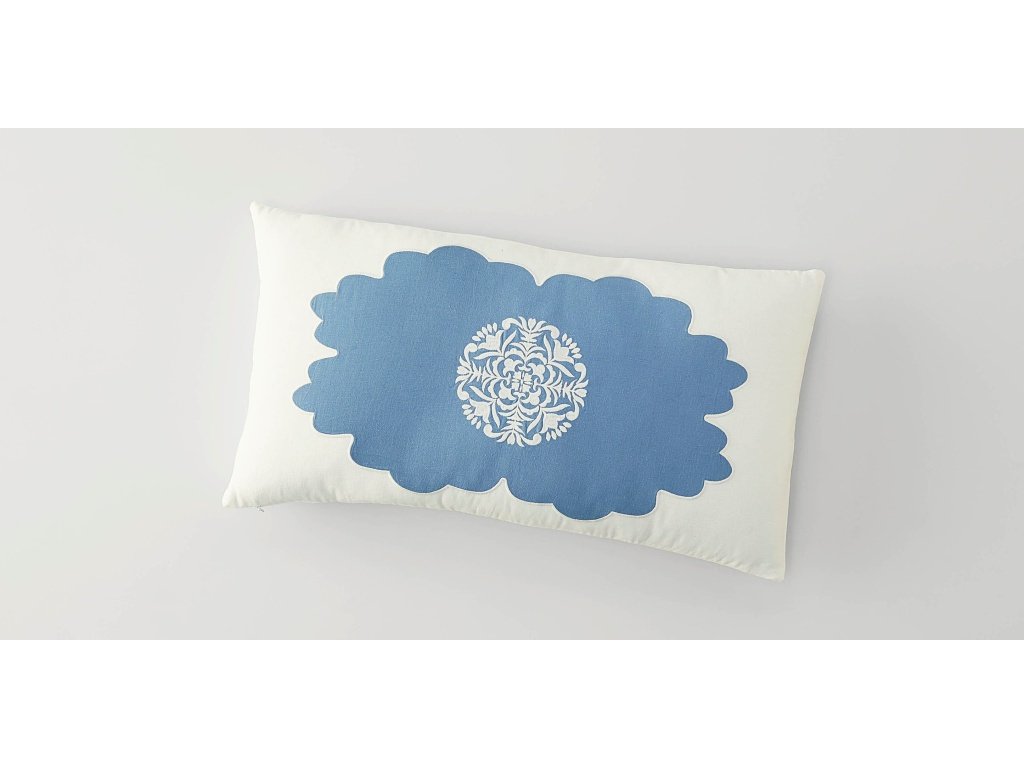 Augusta Ivory/Blue Pillow Cover + Insert